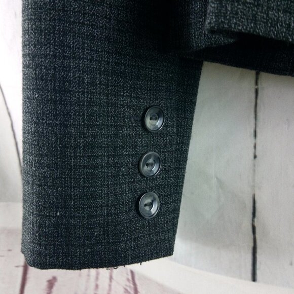 BCX Womens Size S Polyester Blend Charcoal Check 2 Button 2pc Skirt Suit - Picture 5 of 16